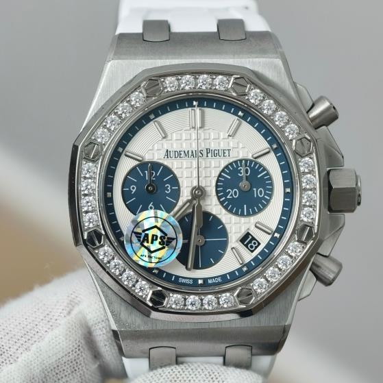 APS新品皇家橡樹AP 26231ST女表 37mm 自動機械帶鑽女表 經典款白盤表